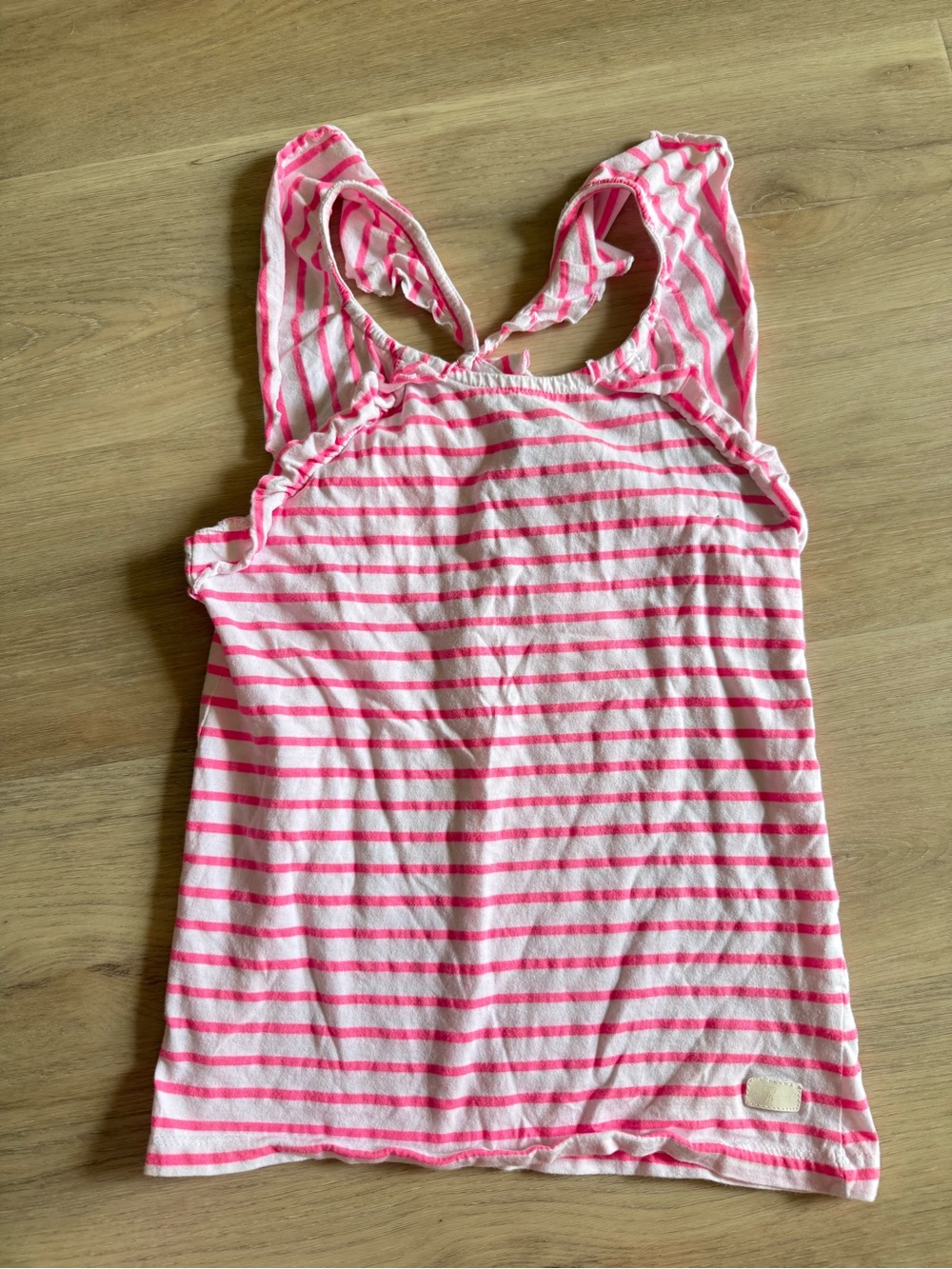 7 For All Mankind Pink and White Striped Tank Top